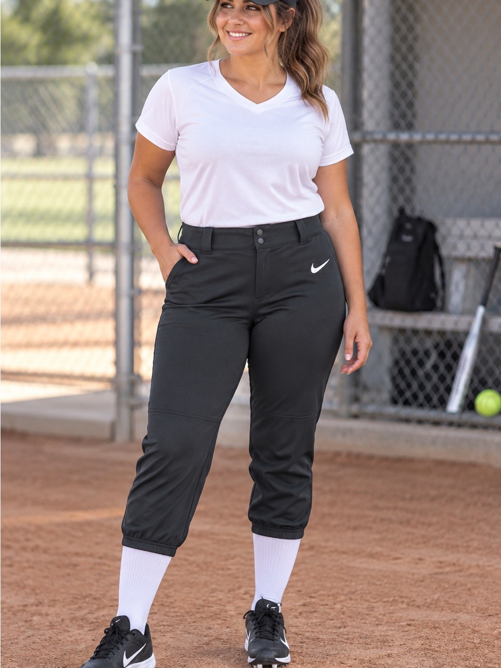 Nike Black Cropped Athletic Softball Capris